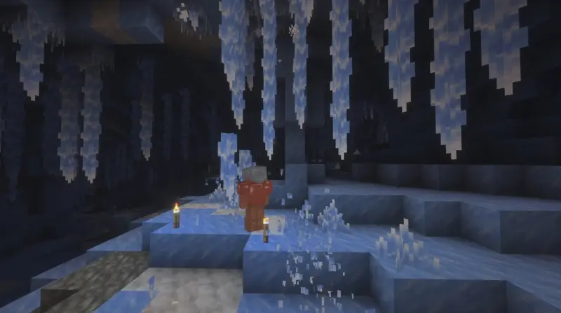 Icicles hanging from a cave ceiling