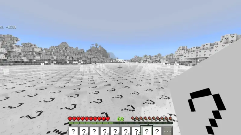 A world of blocks with question marks